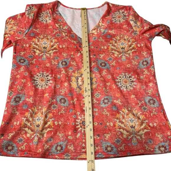 Boho Chic Floral V-Neck Top XXL Multicolor Long Sleeve Pullover Bohemian Blouse - Picture 14 of 15